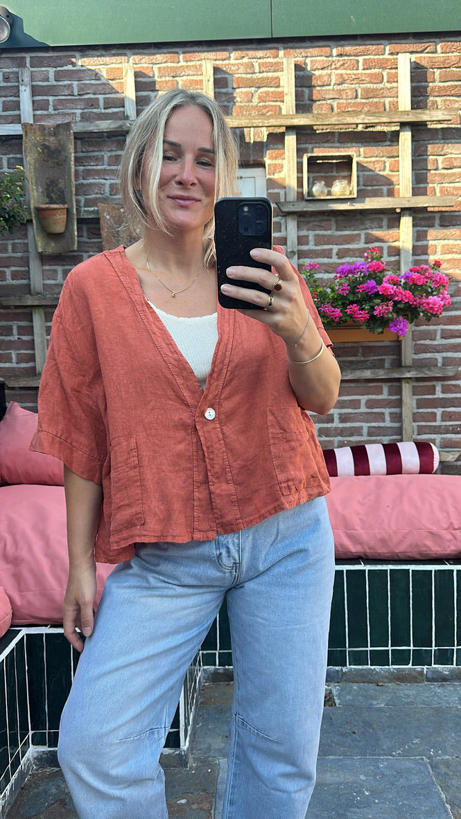 Gael - linnen blouse/jasje terra