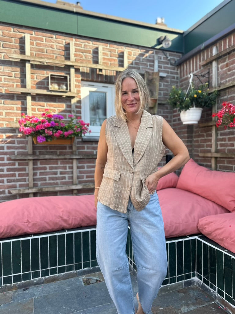 Gemma - strepen gilet zand