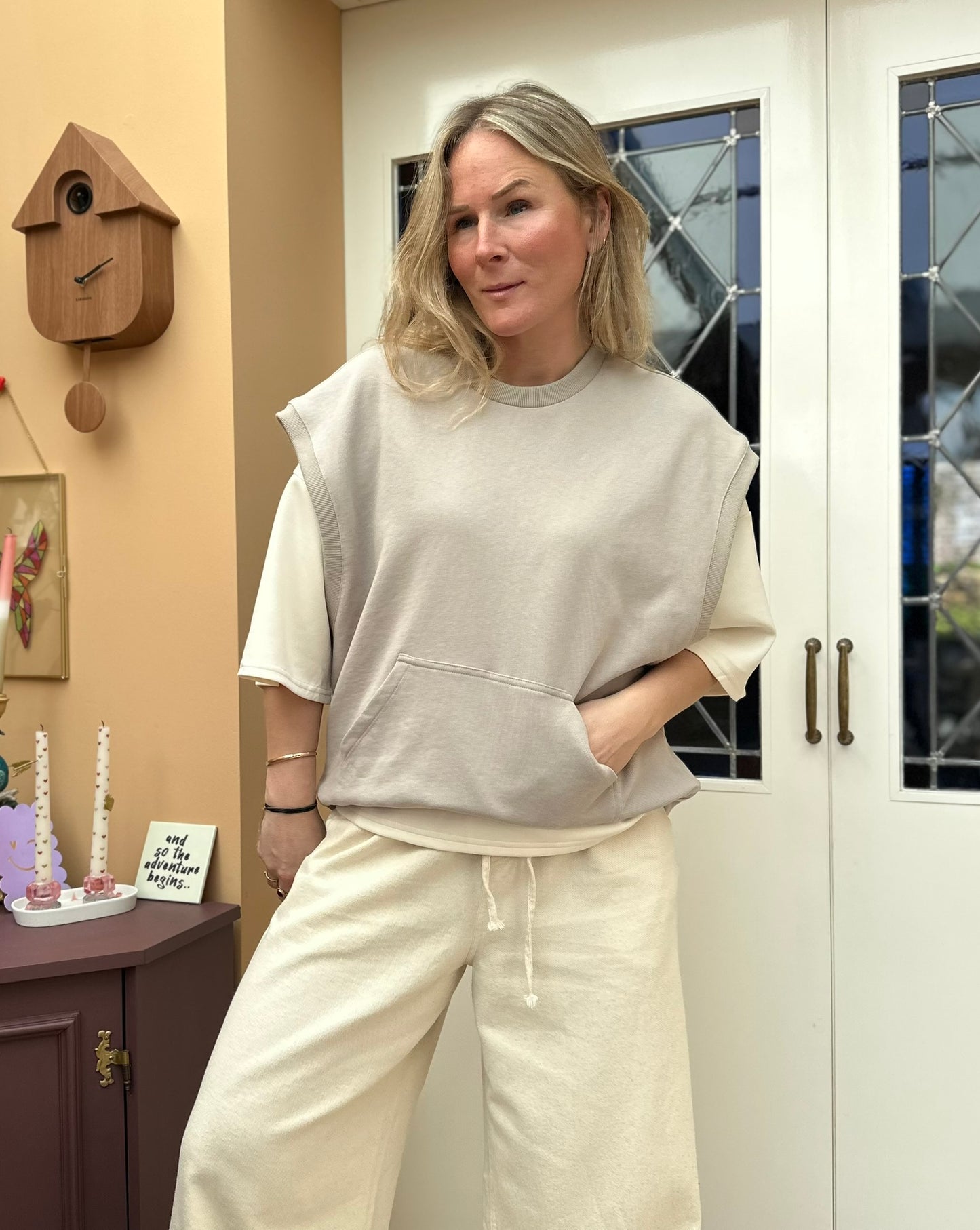 Dinja - licht grijze sweater spencer