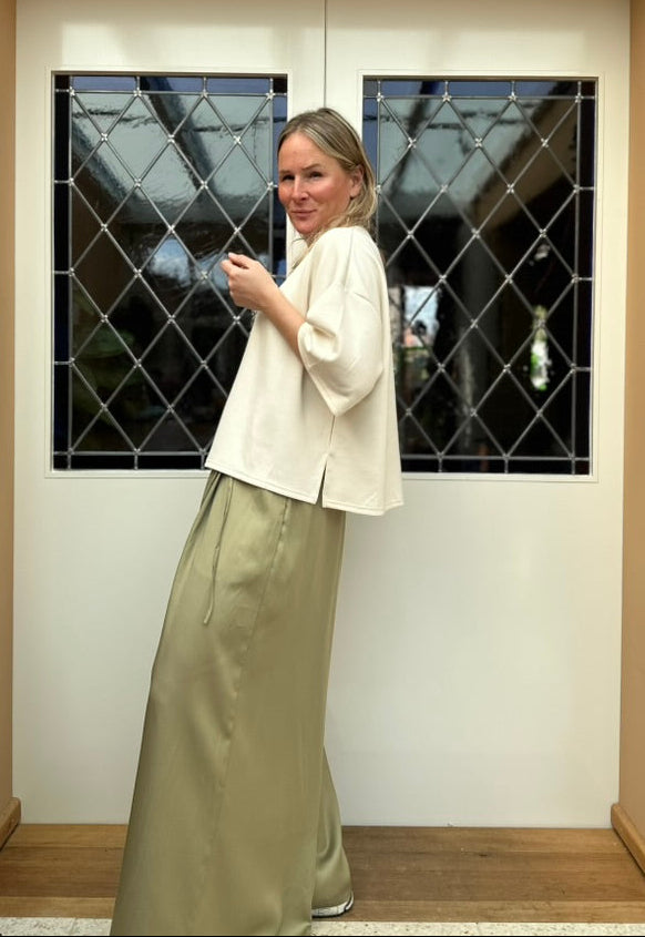 Donna - glanzende broek / rok groen