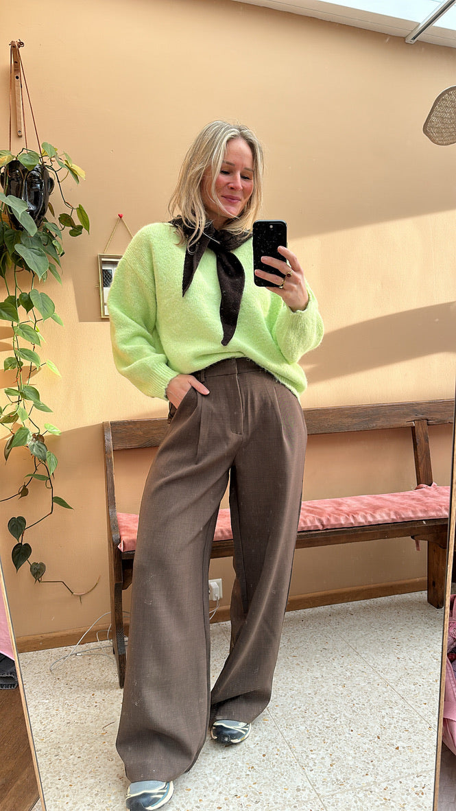 Bridget - lime gebreide trui