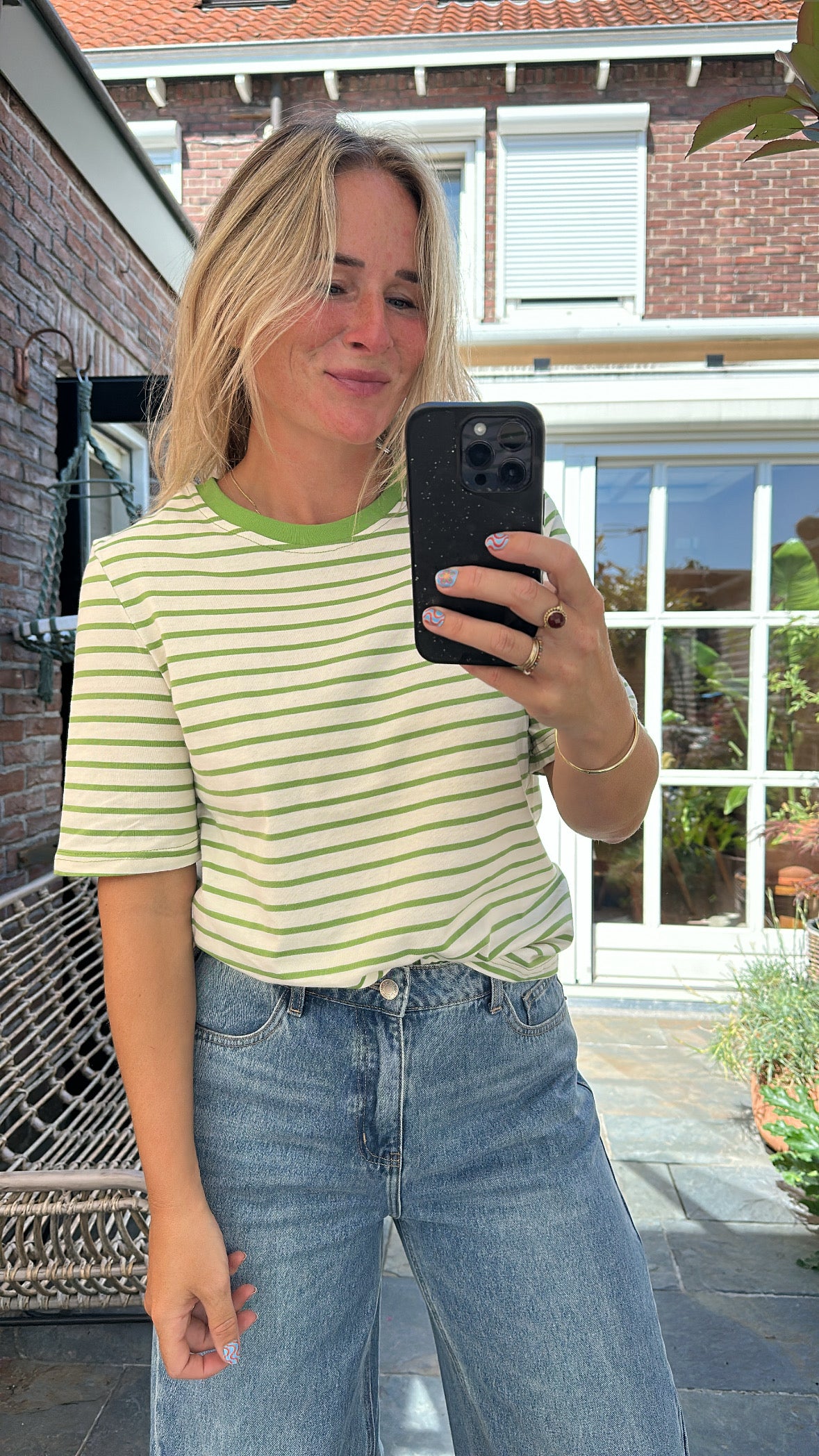 Irina - strepen t-shirt groen