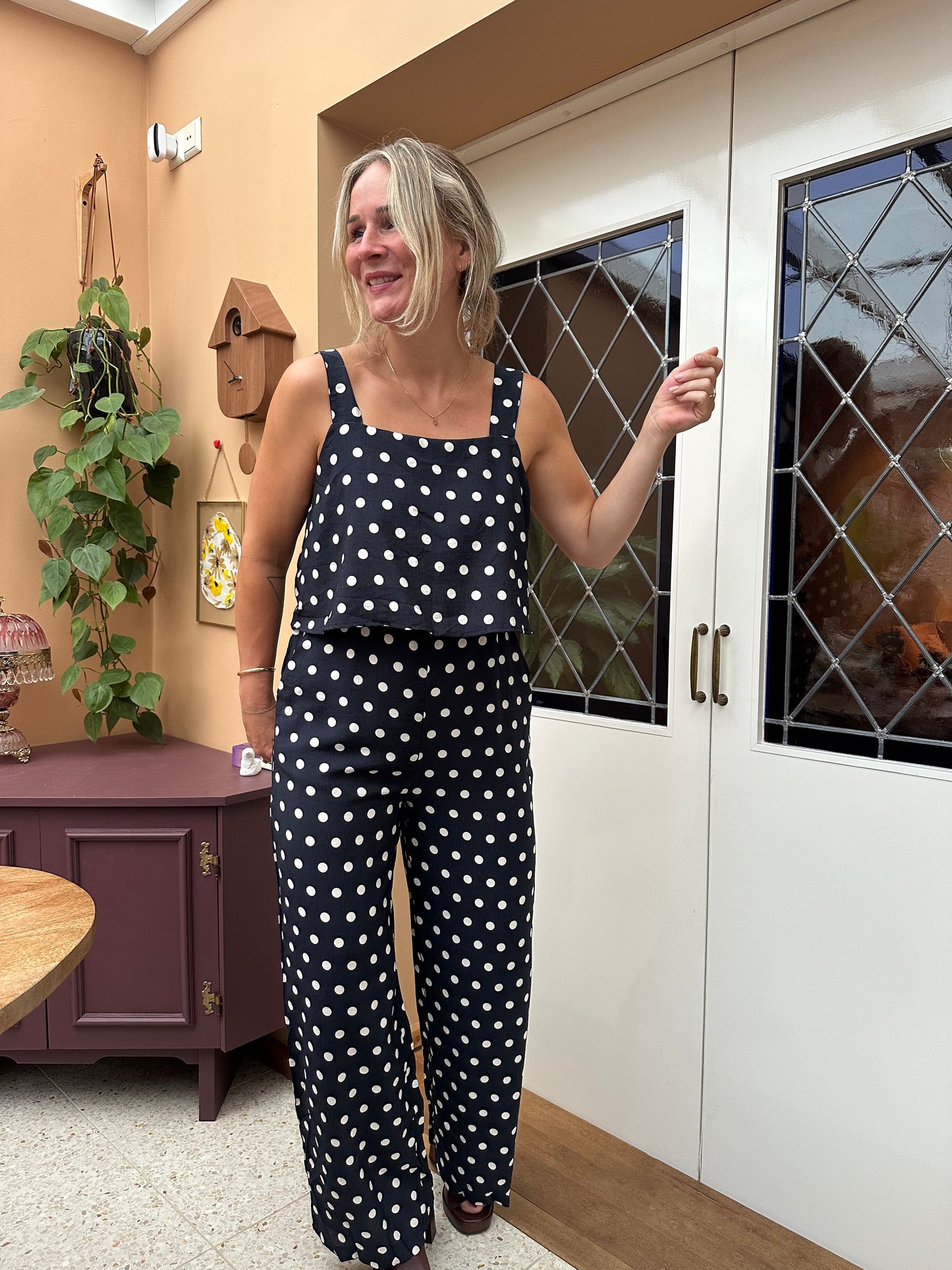Hiba - jumpsuit stip blauw/wit