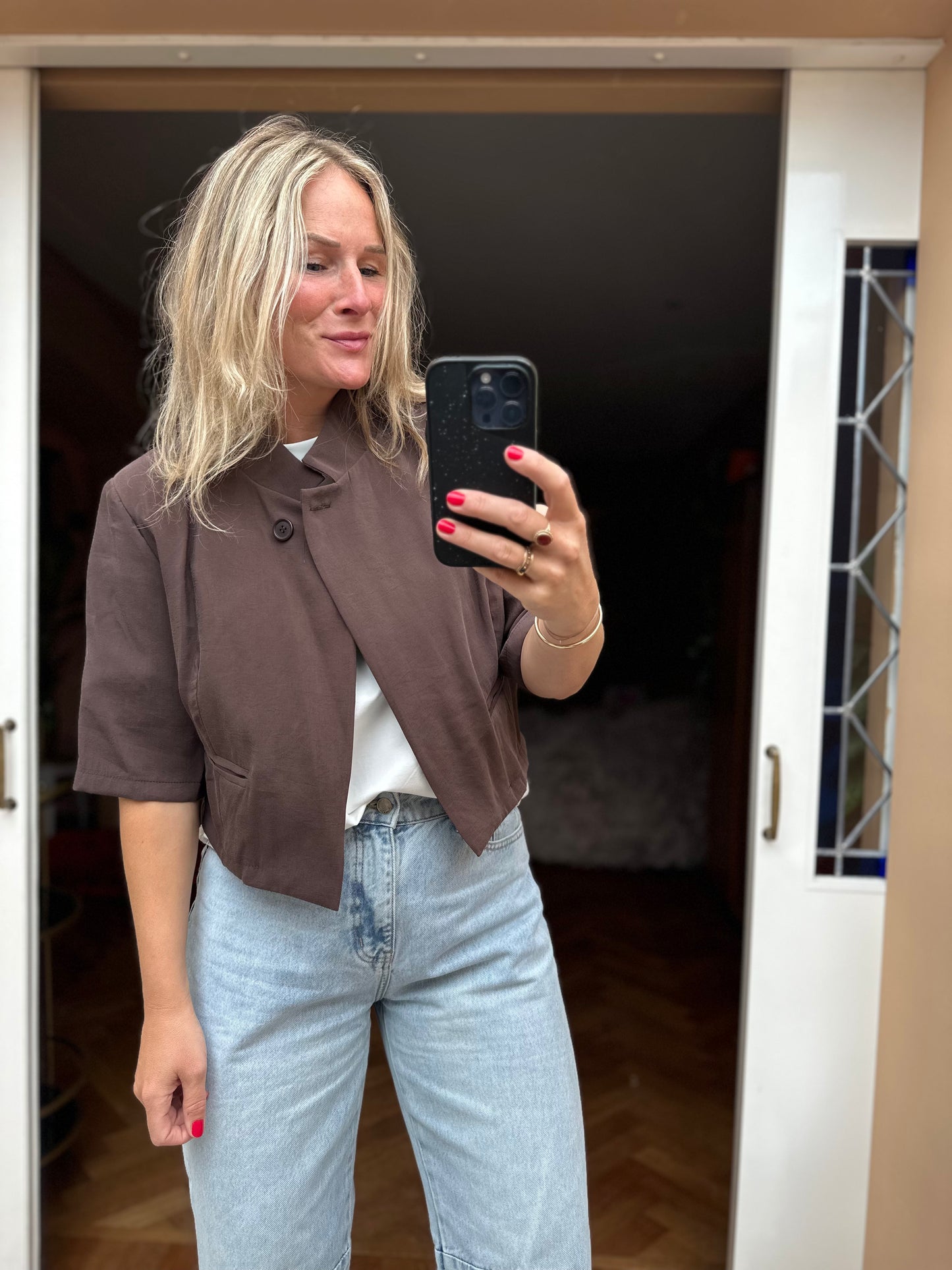 Feia - taupe blazer korte mouw