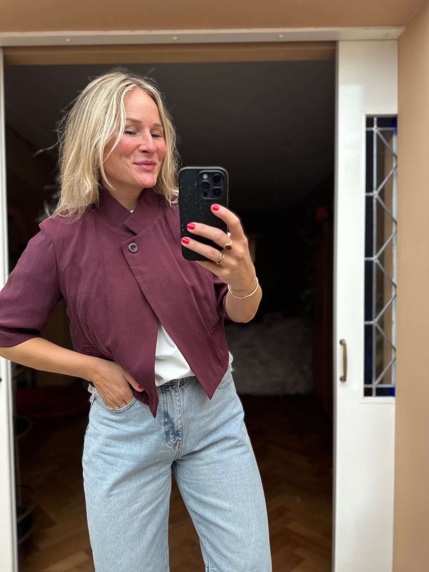 Feia - bordeaux blazer korte mouw