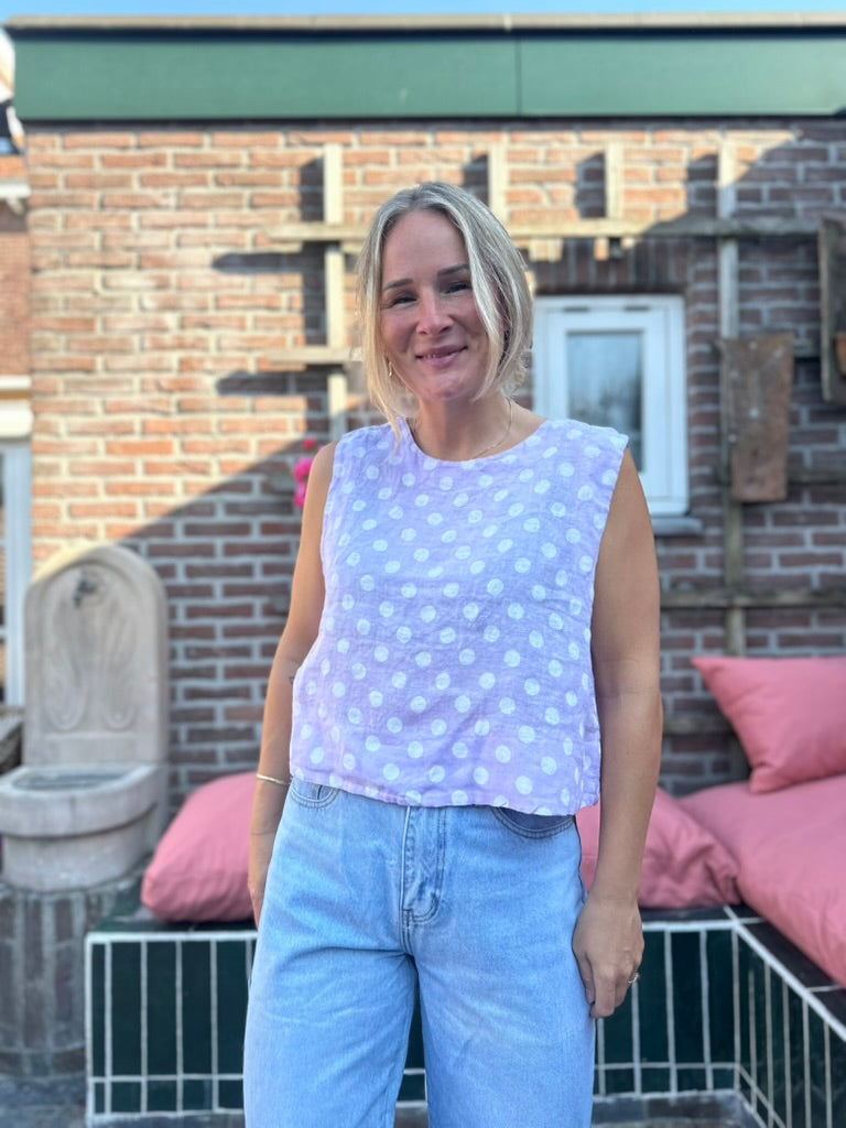 Gwyneth - stippen top lila