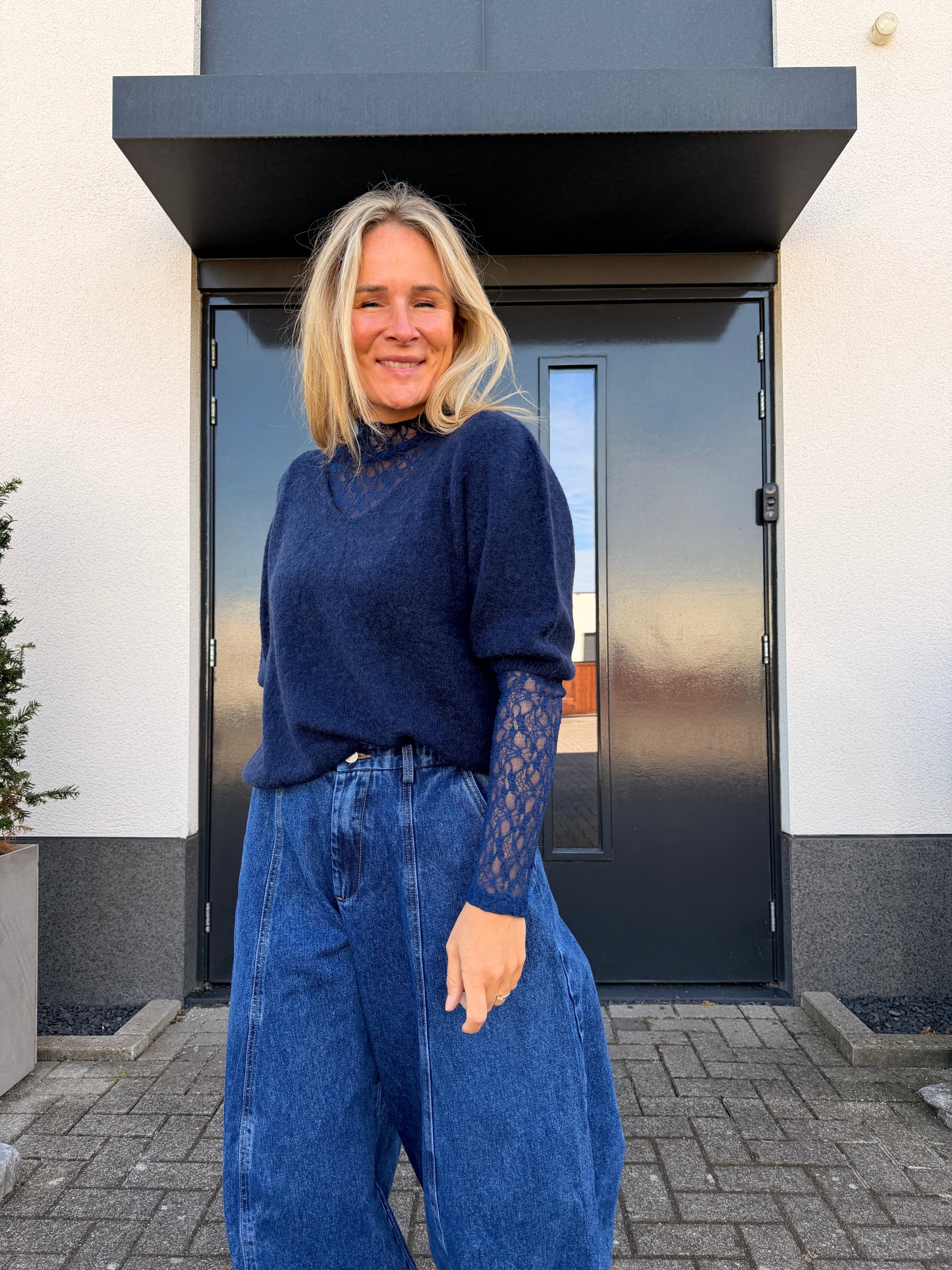 Kitty - kanten top blauw