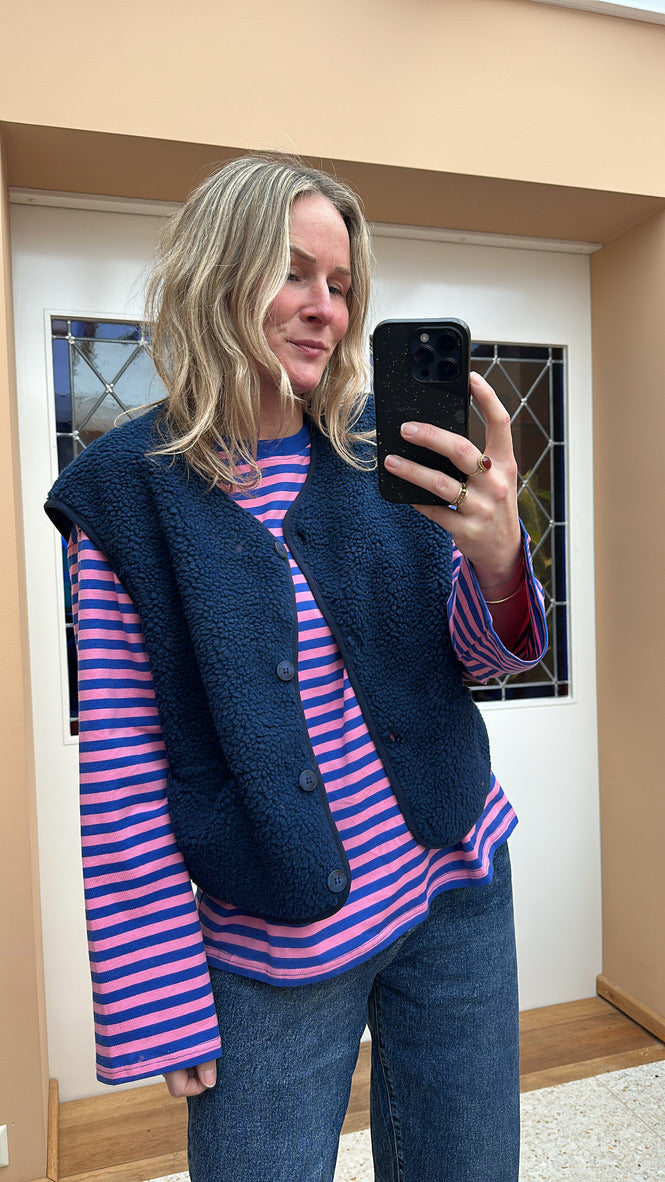 Bloem - blauw teddy gilet