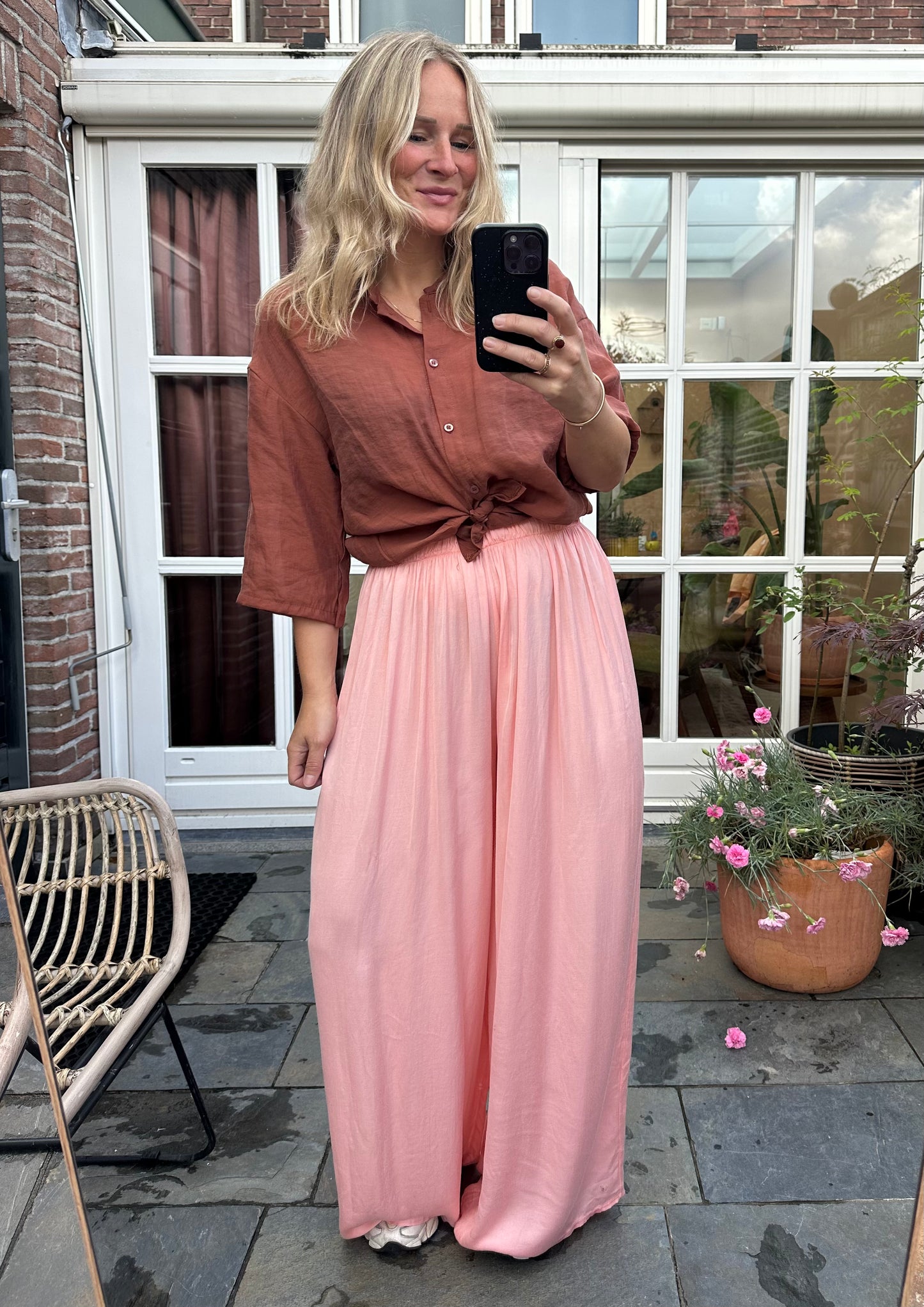 Gaia - viscose broek roze