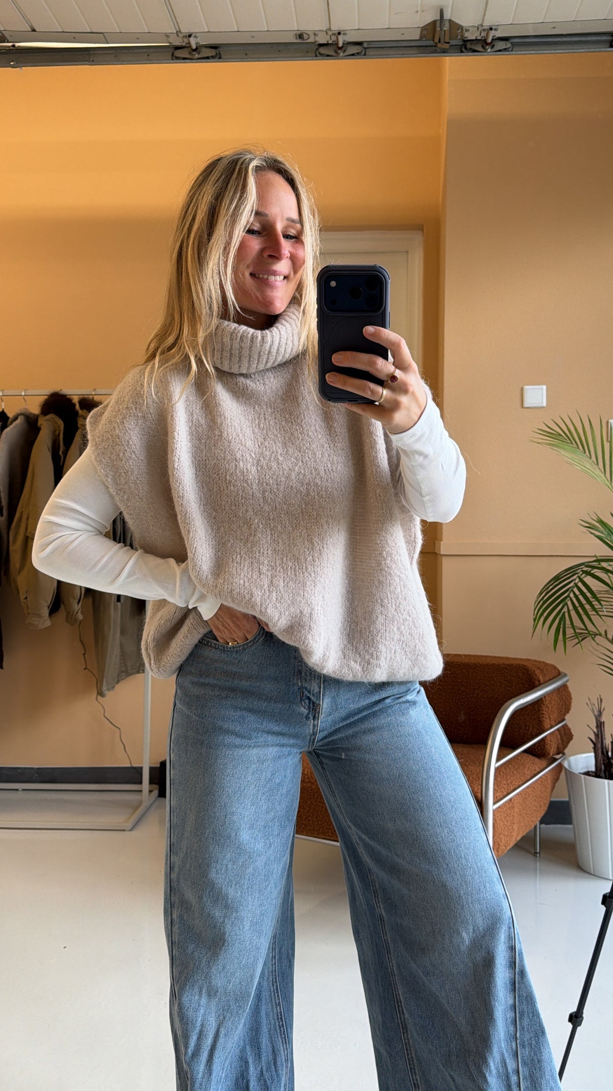 Karo - spencer met kol beige