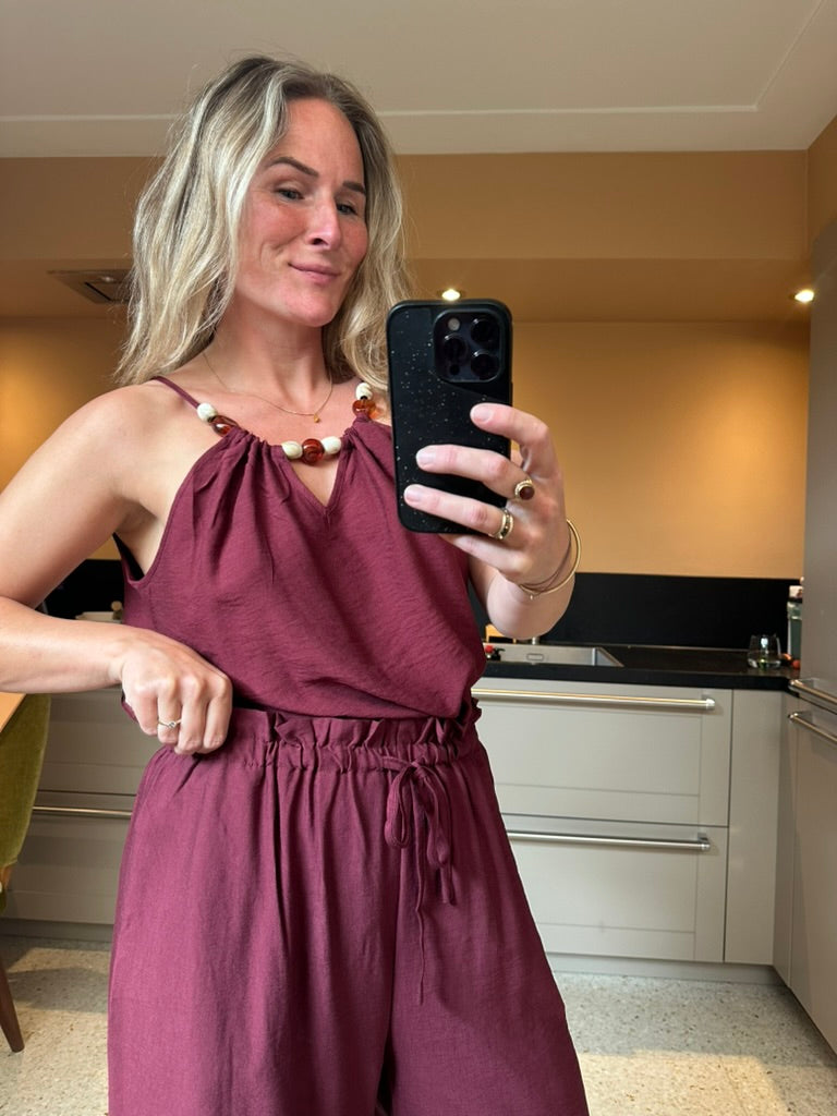 Esmee - bordeaux luchtige broek