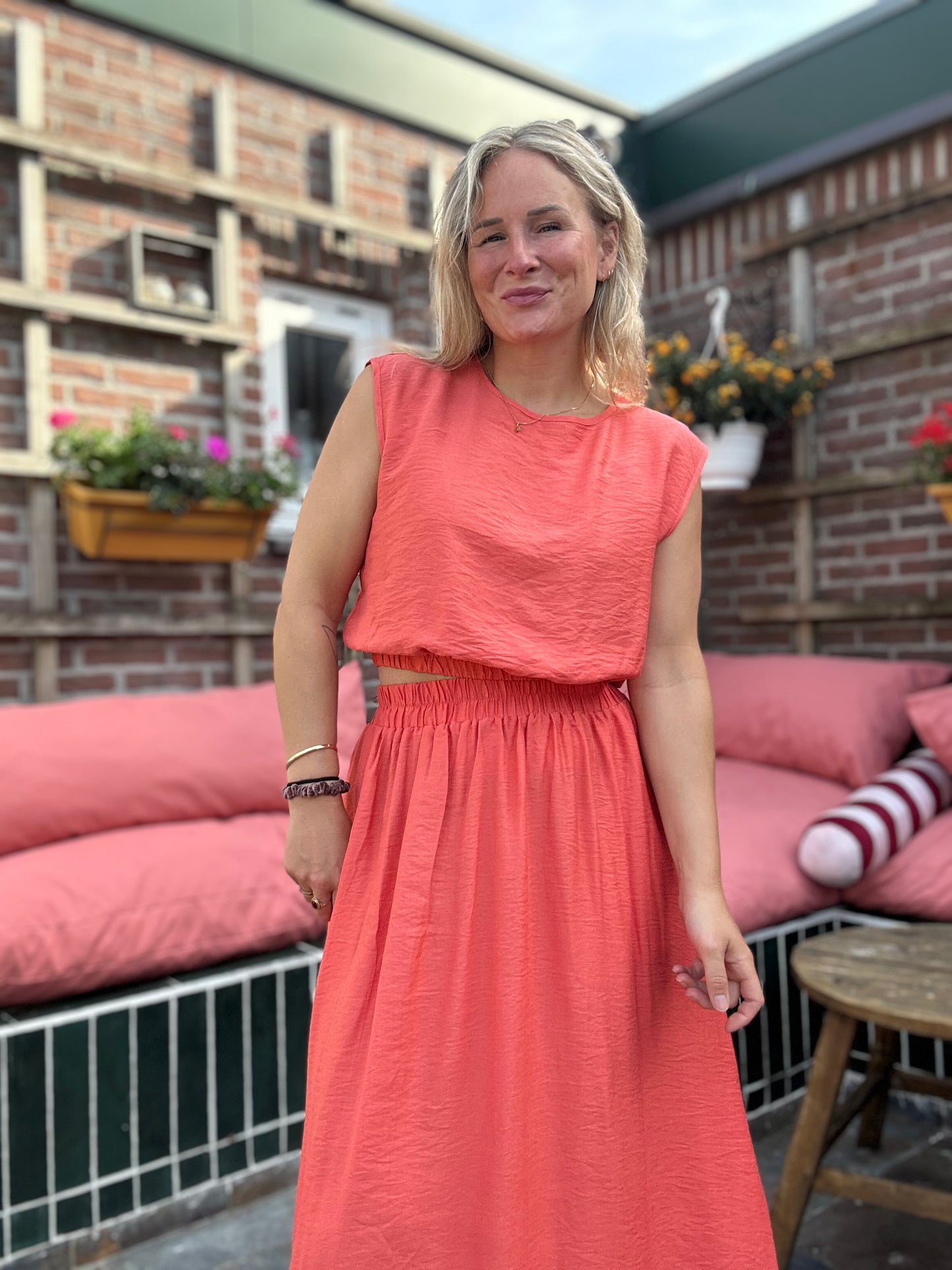 Fab - top en rok combinatie koraal