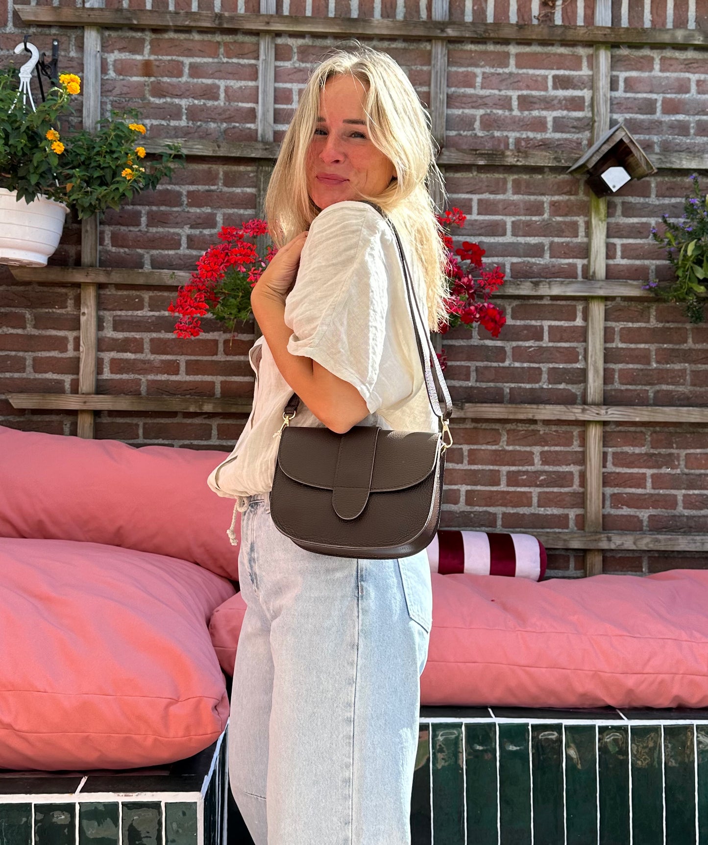 Moon bag - bruin leer