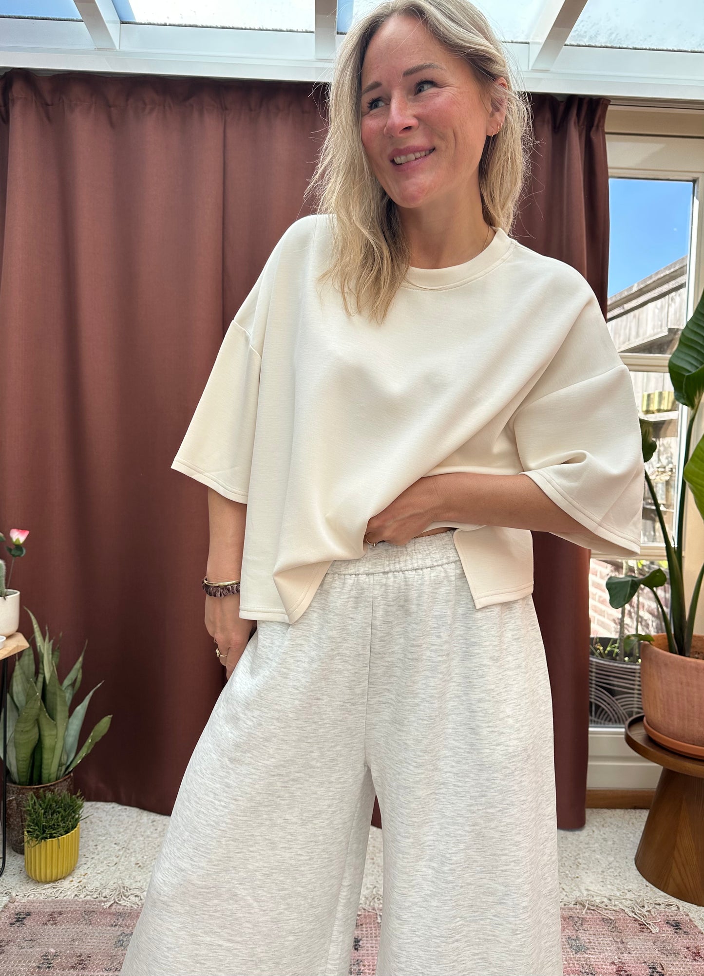 Emma - zachte comfi broek licht grijs