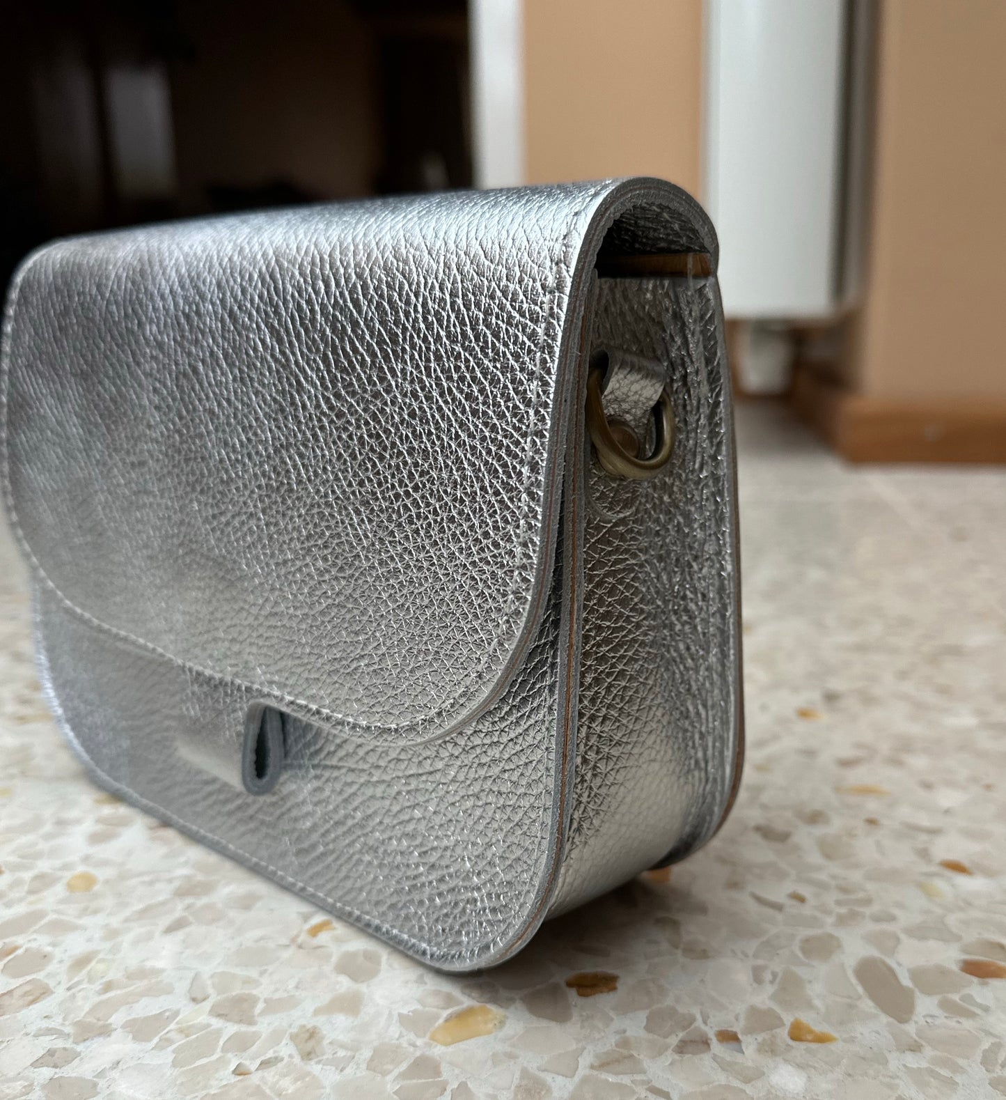 Flora - Leren tas zilver