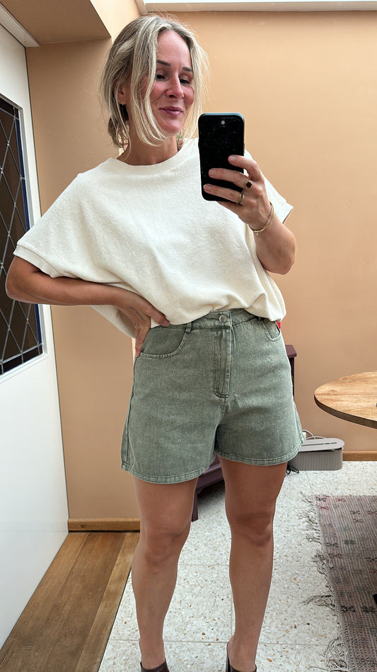 Emely - badstof top crème