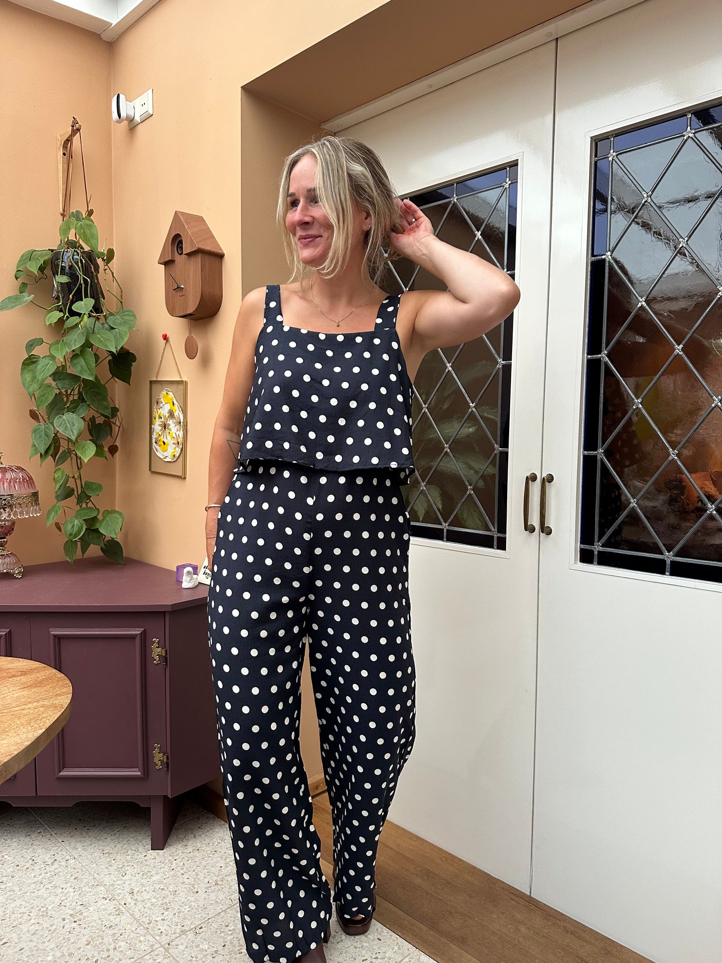 Hiba - jumpsuit stip blauw/wit