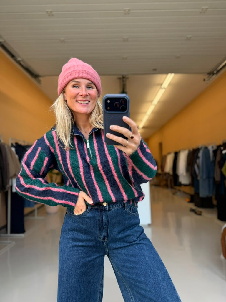Lucy - Strepen trui met rits