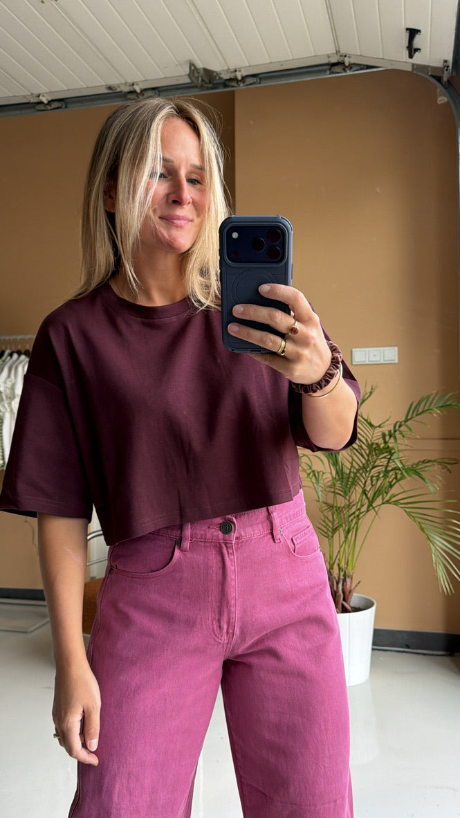 Fiora - barrel jeans roze