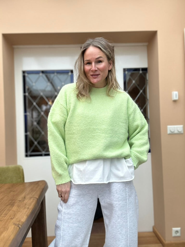Bridget - lime gebreide trui