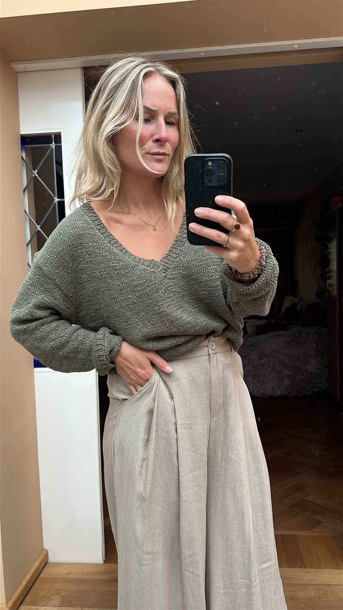 Dimra - groene gebreide trui