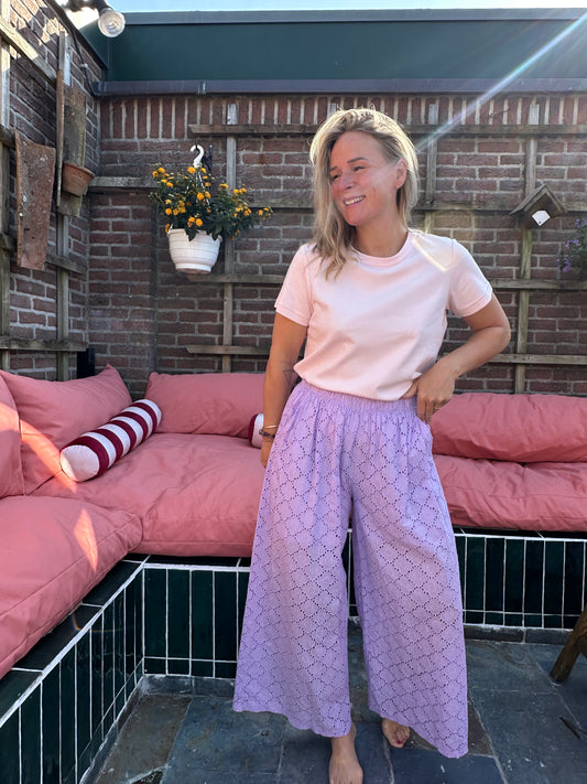 Fajah - lila bloemen broek