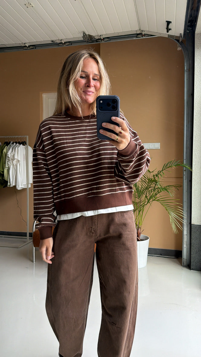 Epic - bruine sweater beige streep