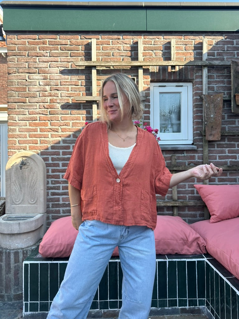 Gael - linnen blouse/jasje terra