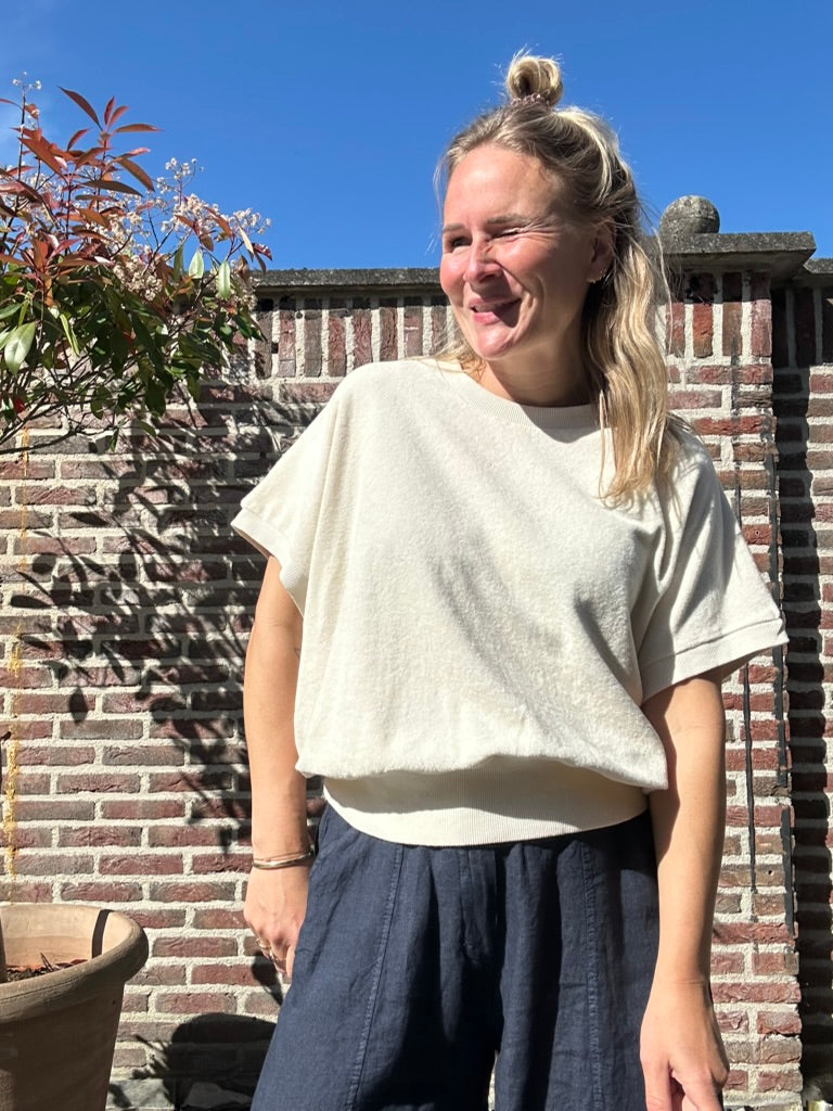 Emely - badstof top crème