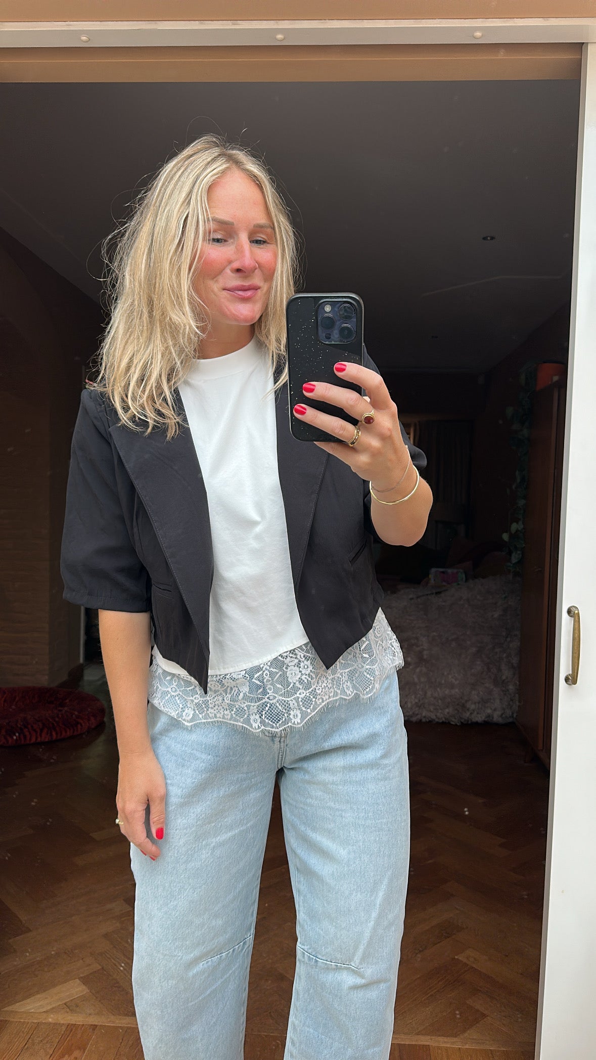 Feia - zwarte blazer korte mouw