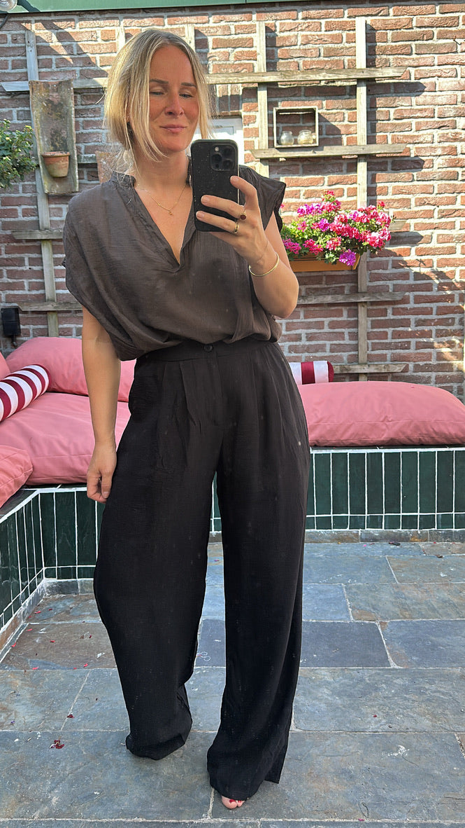 Giselle - zwarte bandplooi broek