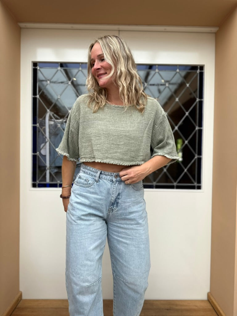 Flo - cropped shirtje groen
