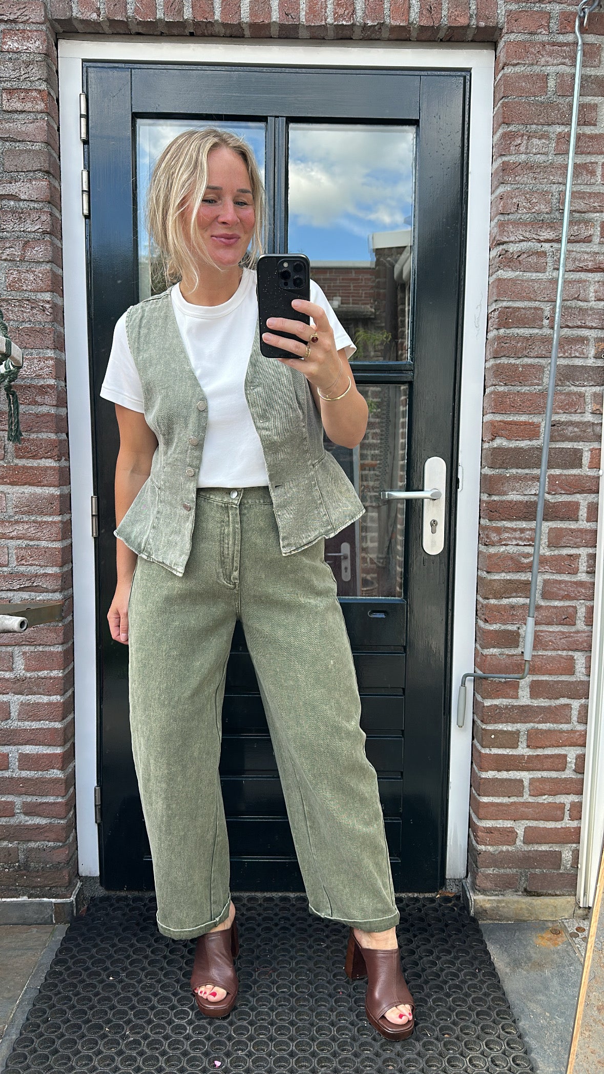 Fara - groen denim gilet