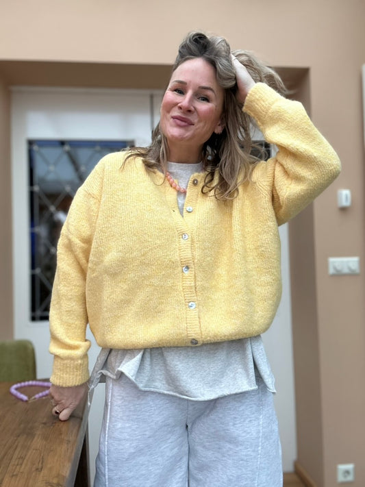 Bella - licht geel gebreid vest