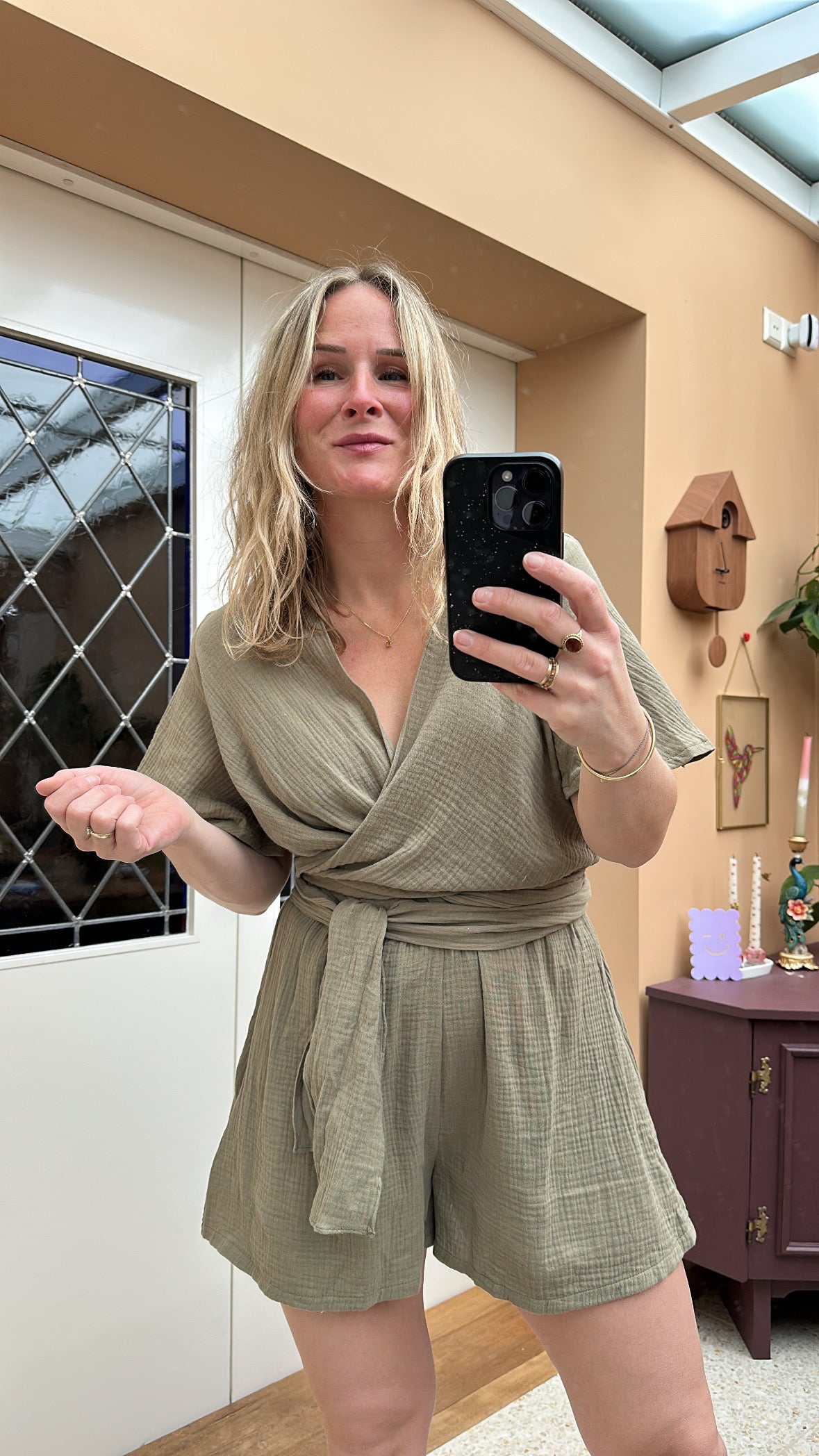 Daki - groene wikkel playsuit