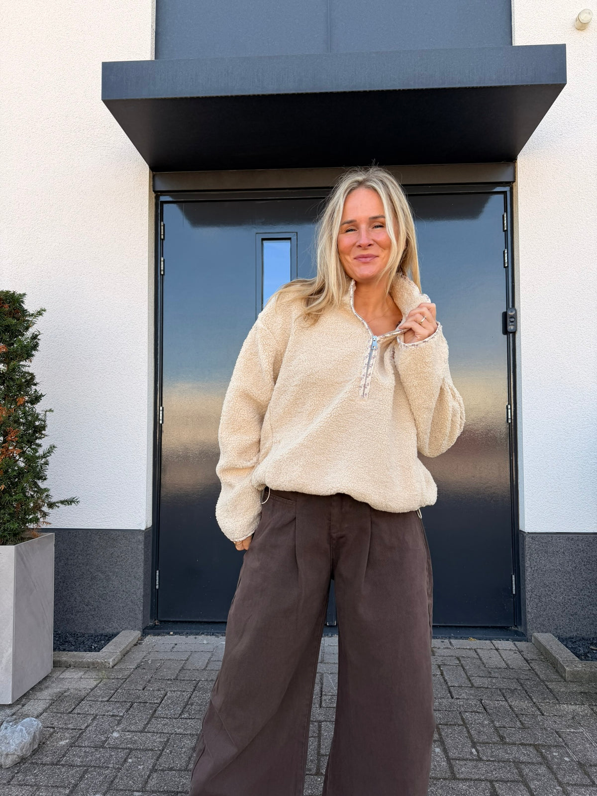 Kendri - teddy trui beige