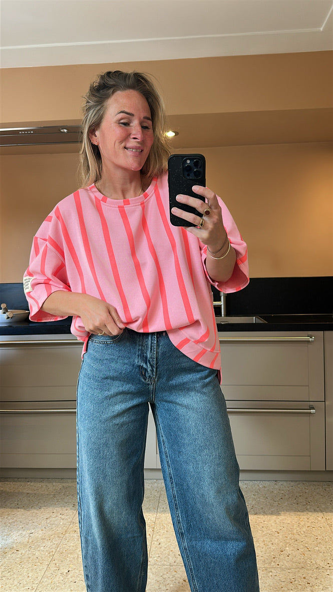 Ellis - strepen sweater korte mouw