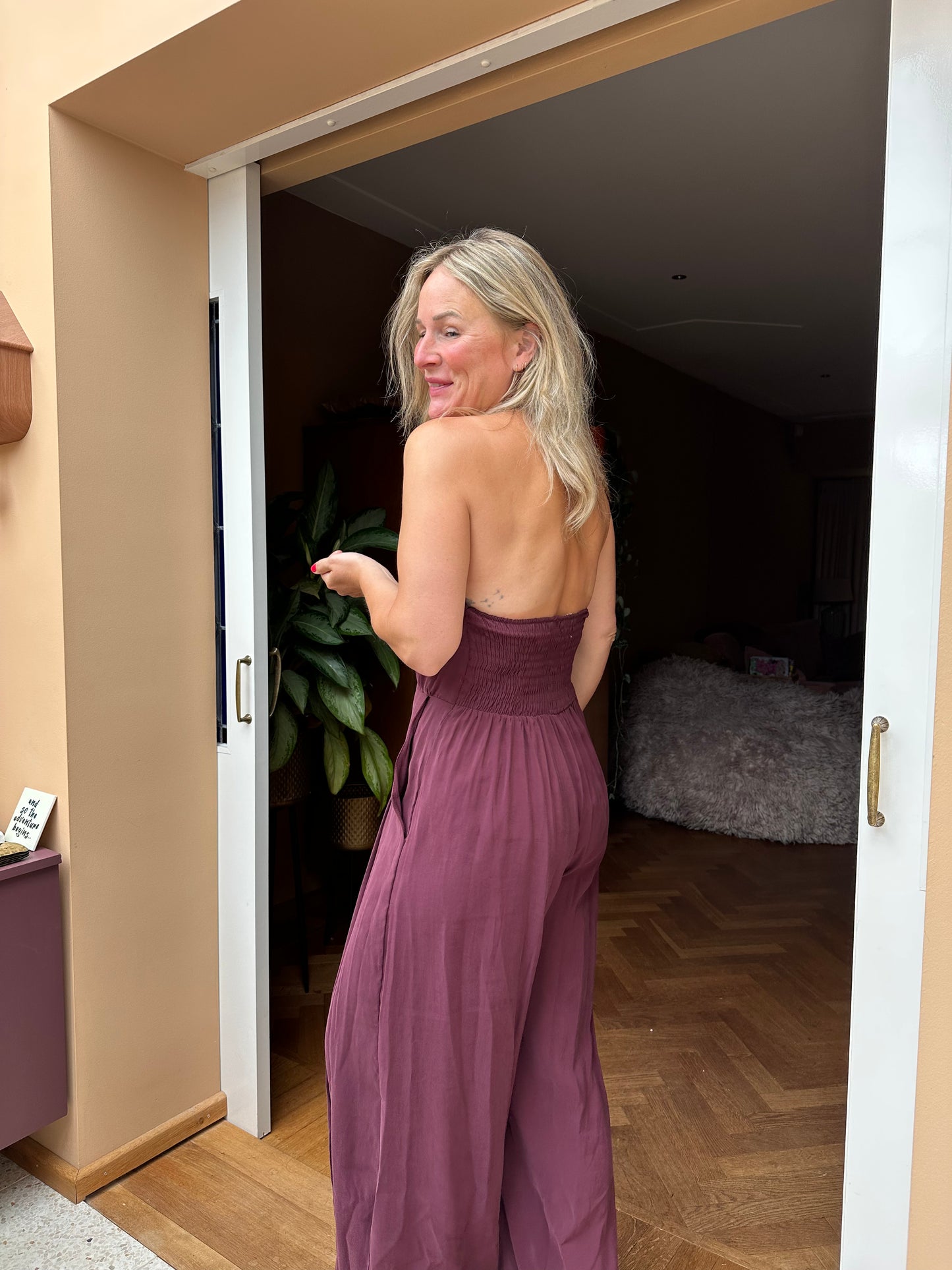 Flavia - bordeaux jumpsuit halter