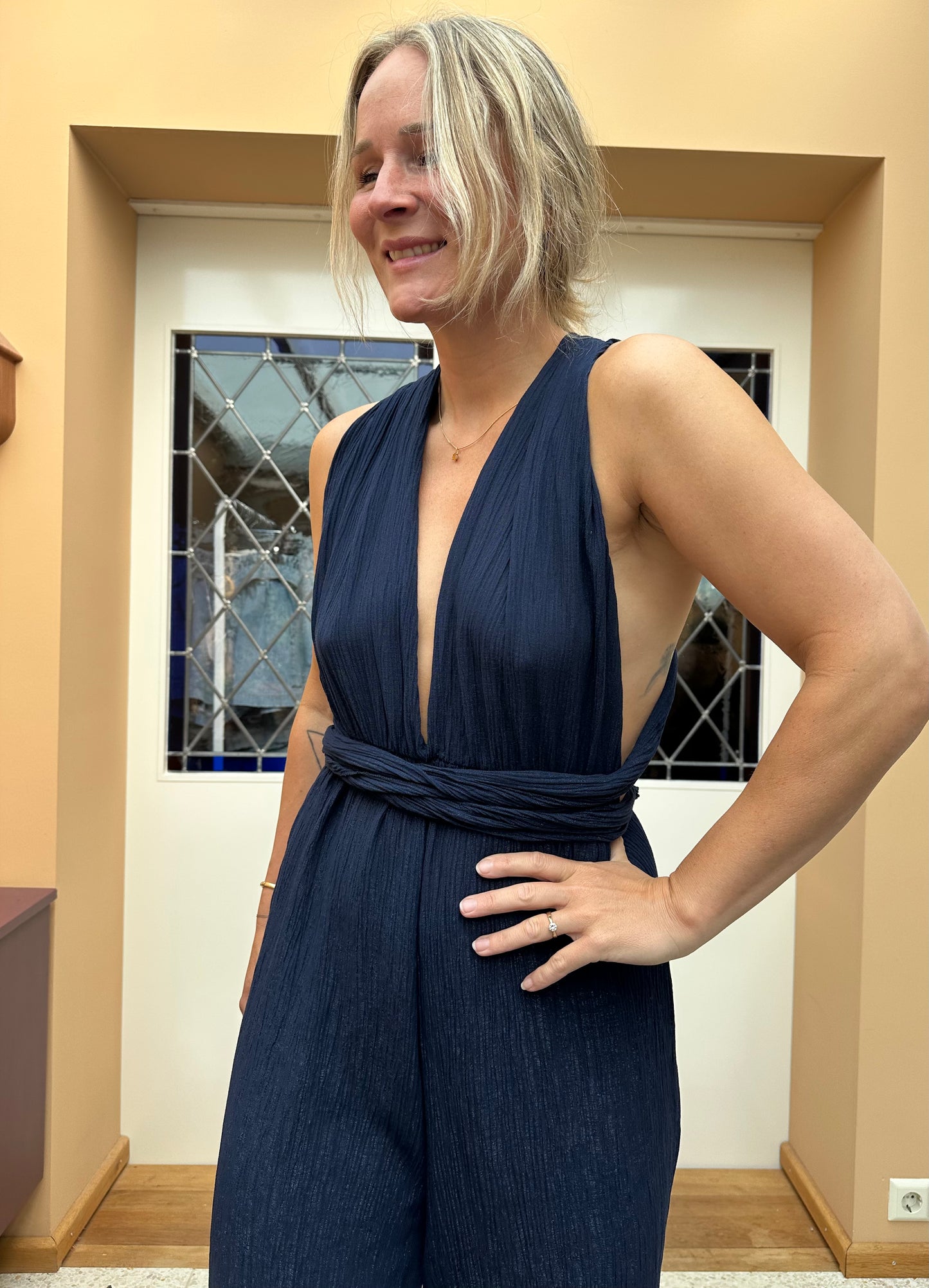 Farou - jumpsuit blauw glittertje