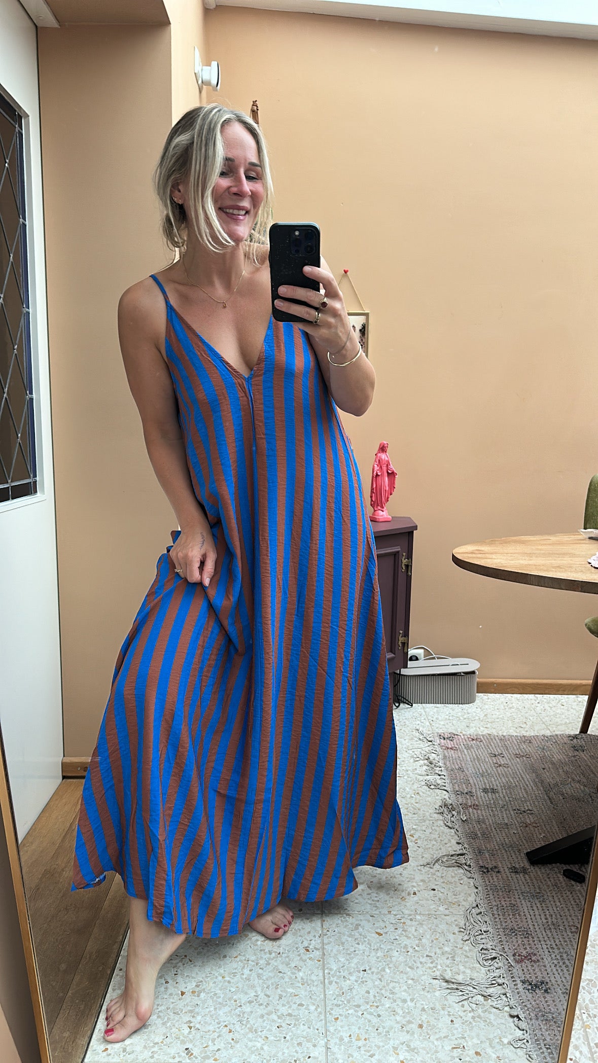 Helin - blauw/bruine streep jurk