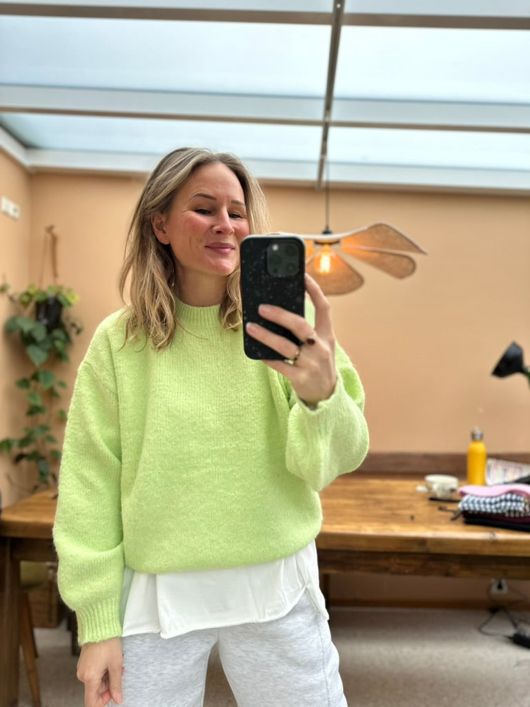 Bridget - lime gebreide trui
