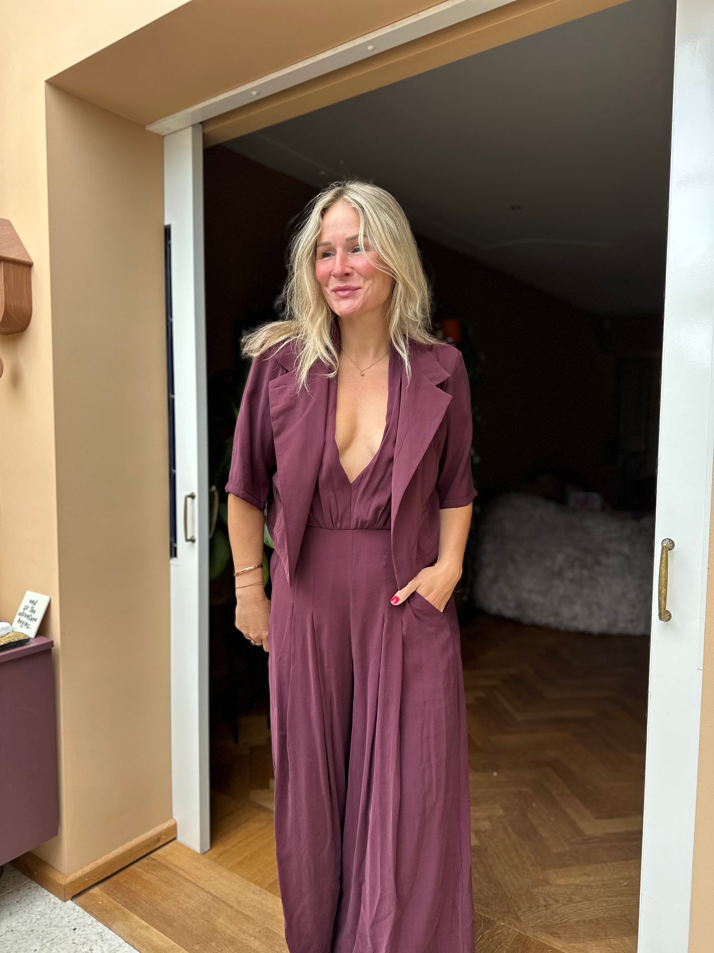 Feia - bordeaux blazer korte mouw