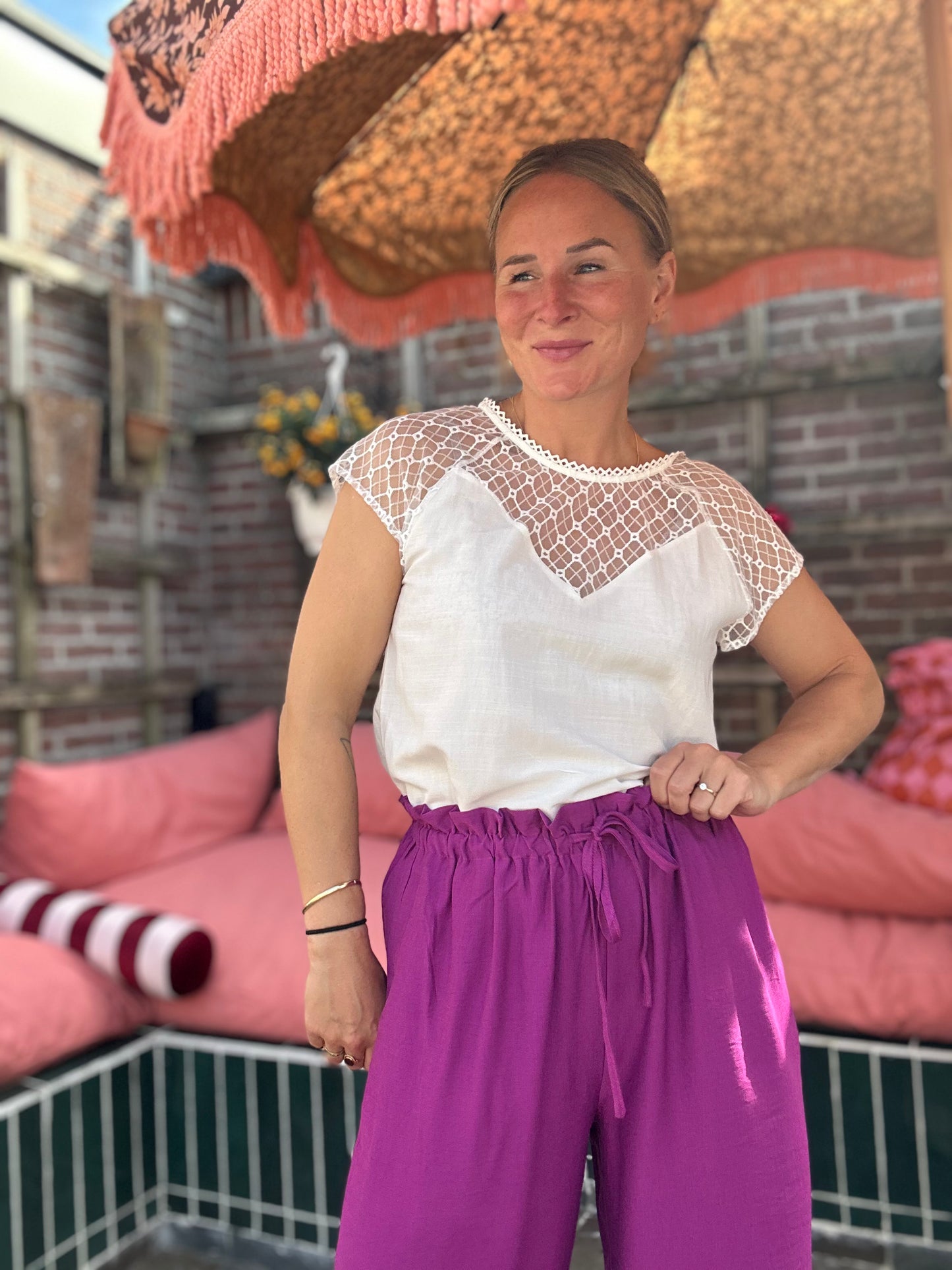 Esmee - paarse luchtige broek
