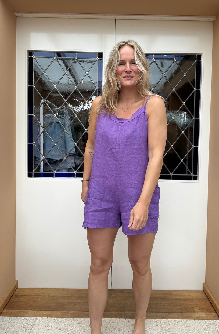 Foob - linnen playsuit lila