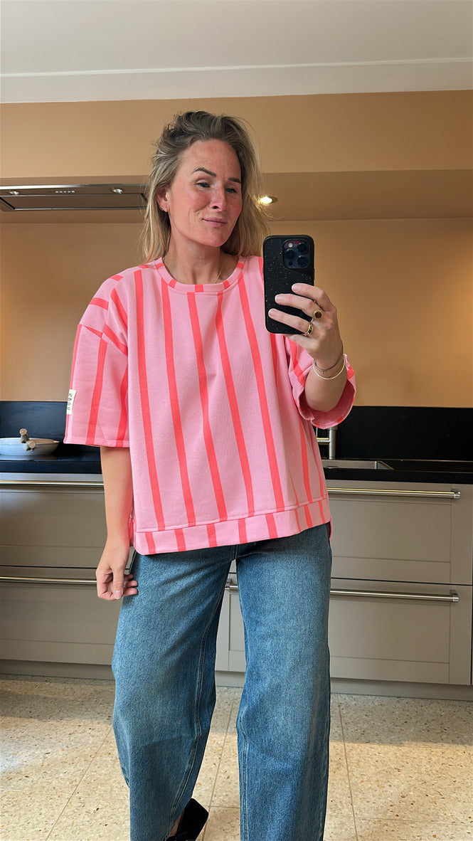 Ellis - strepen sweater korte mouw