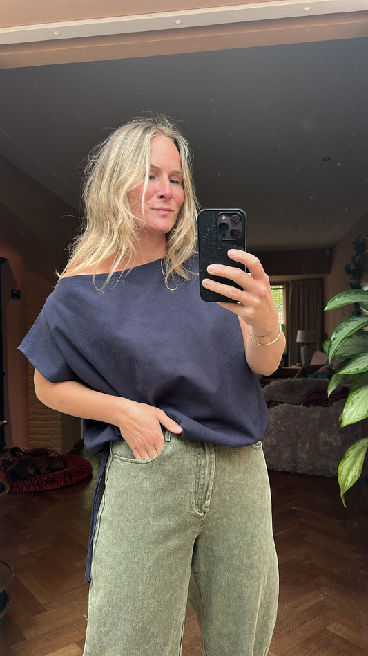 Etopi - cropped shirtje donker blauw