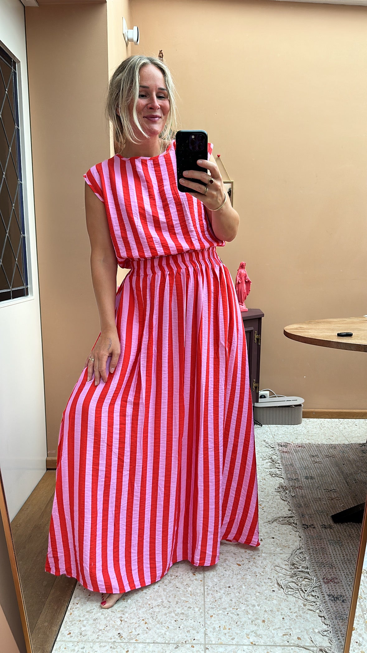 Heidi - roze/rood gestreepte rok met top