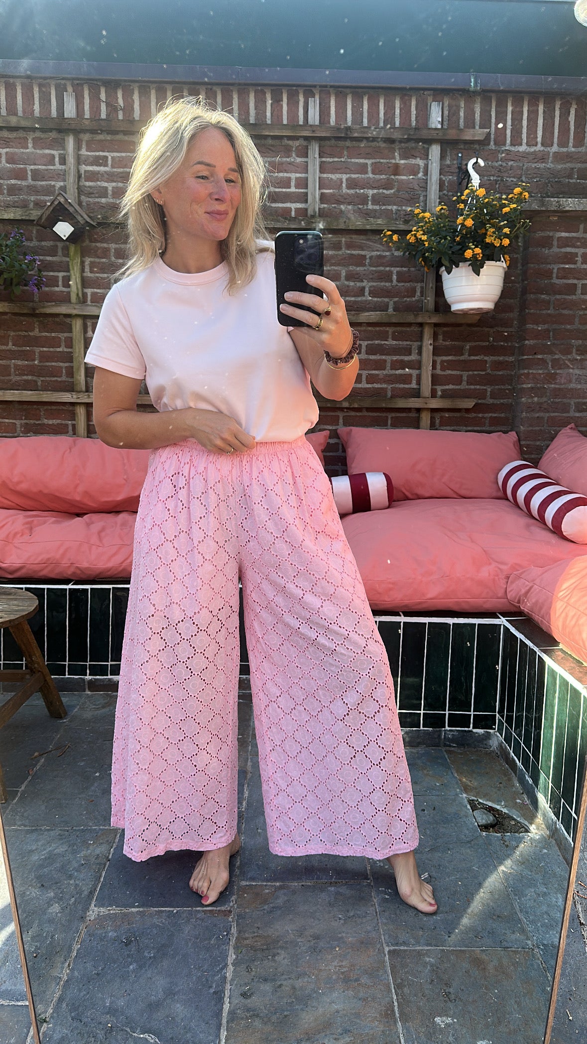 Fajah - roze bloemen broek