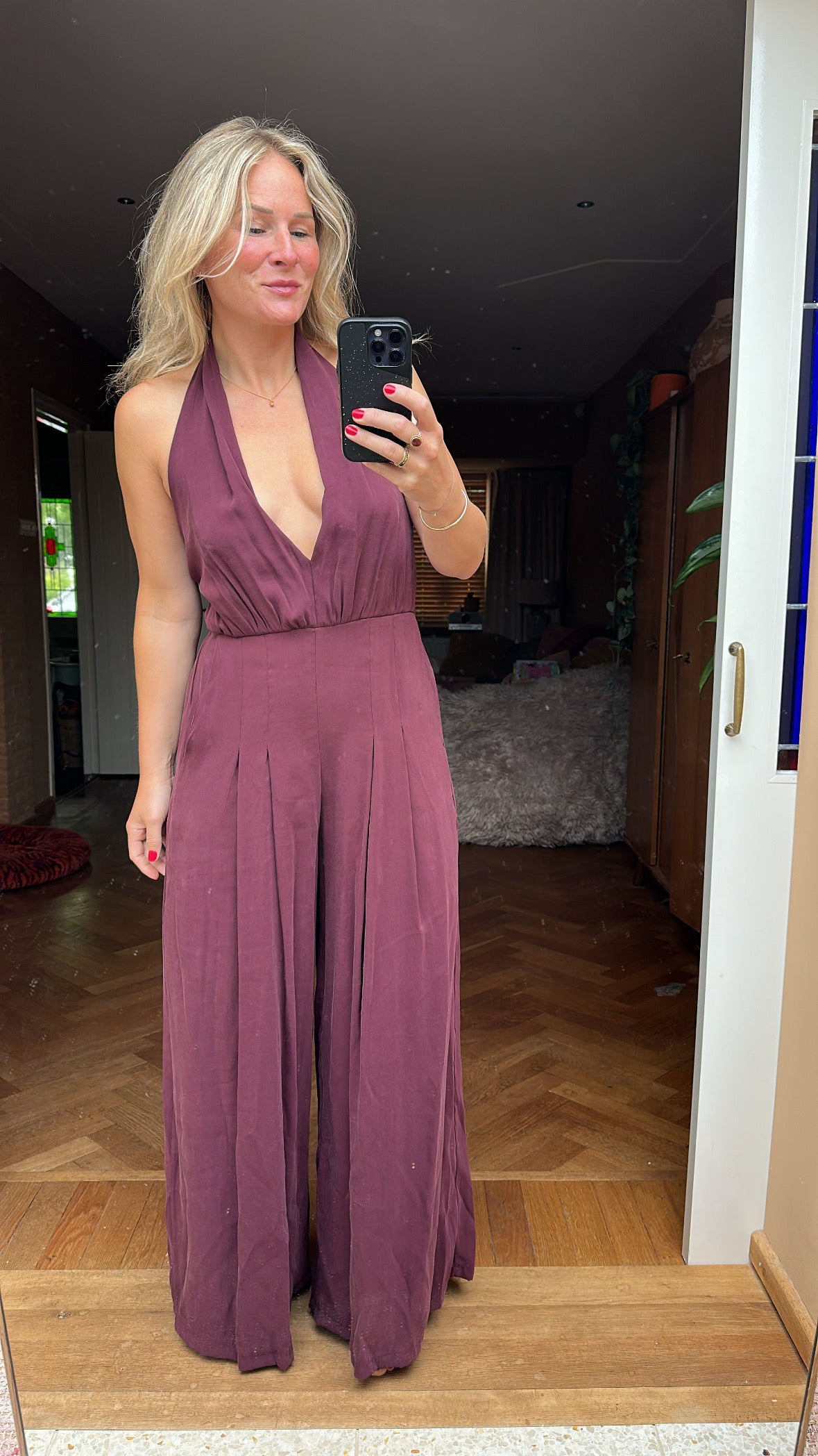 Flavia - bordeaux jumpsuit halter