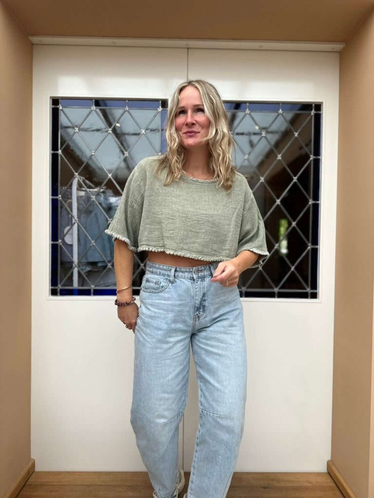 Flo - cropped shirtje groen